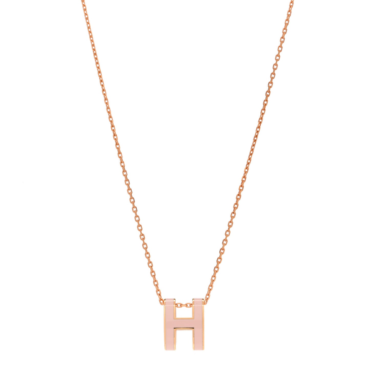 Lacquered Rose Gold Pop H Pendant Necklace Rose Dragee