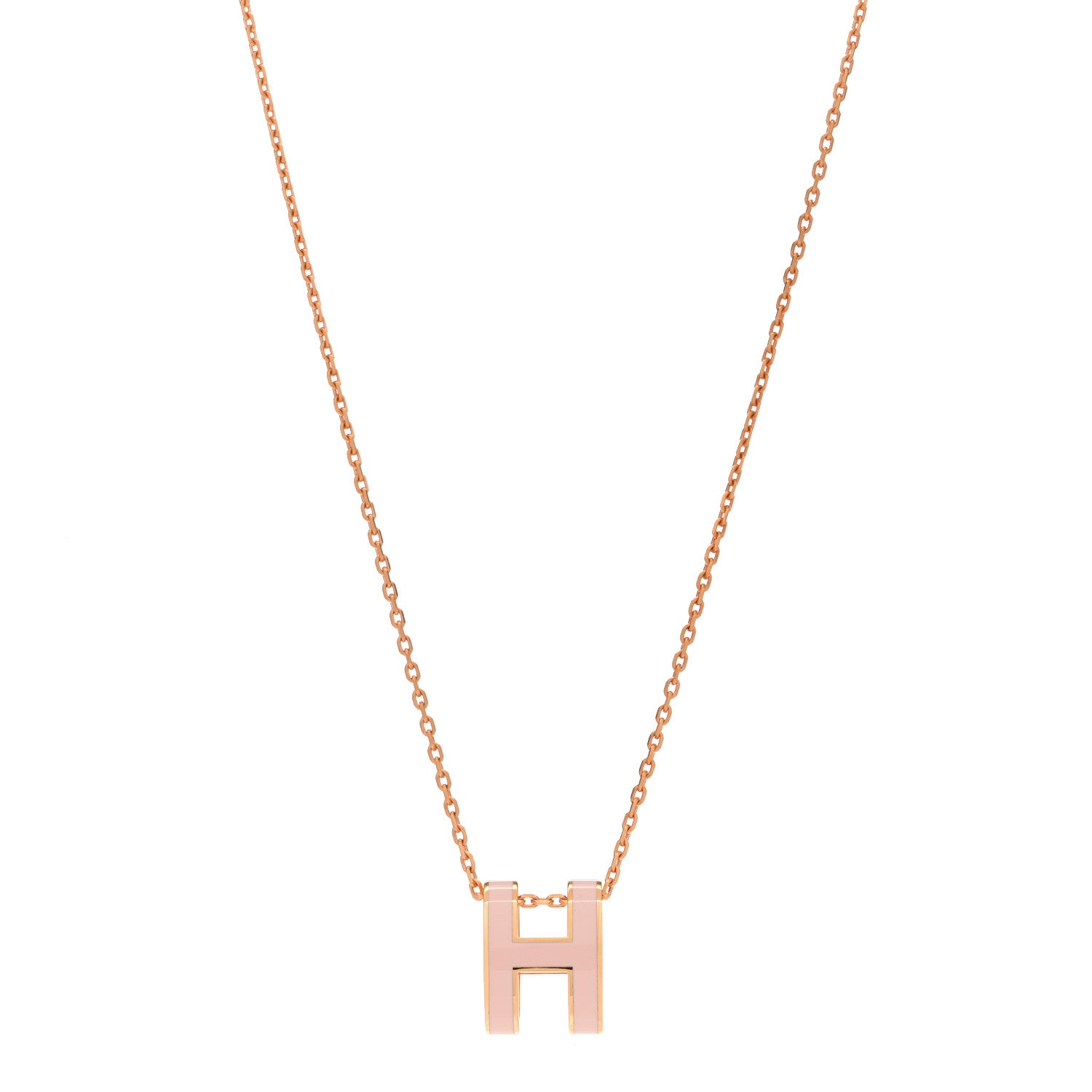 Hermes Lacquered Rose Gold Pop H Pendant Necklace Rose Dragee 1 of 6