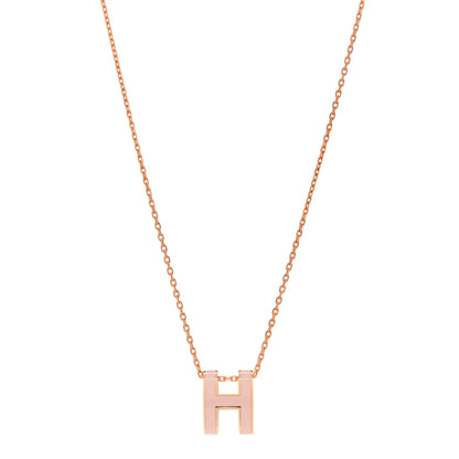 Hermes Lacquered Rose Gold Pop H Pendant Necklace Rose Dragee 1 of 6