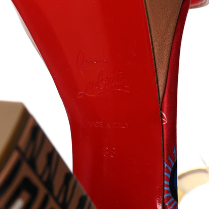 Christian Louboutin Calfskin Movida Athina Printed 130 Platform Sandals 38 Brown Multicolor 7 of 9