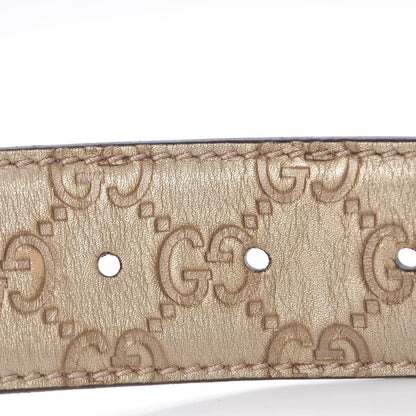 Gucci Metallic Soft Guccissima Interlocking G 40mm Belt 85 34 Champagne 9 of 11