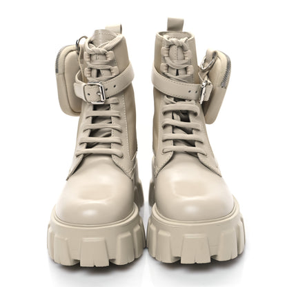 Prada Spazzolato Rois Re-Nylon Metal Triangle Logo Monolith Pouch Pocket 55mm Boots 38 Deserto 2 of 8