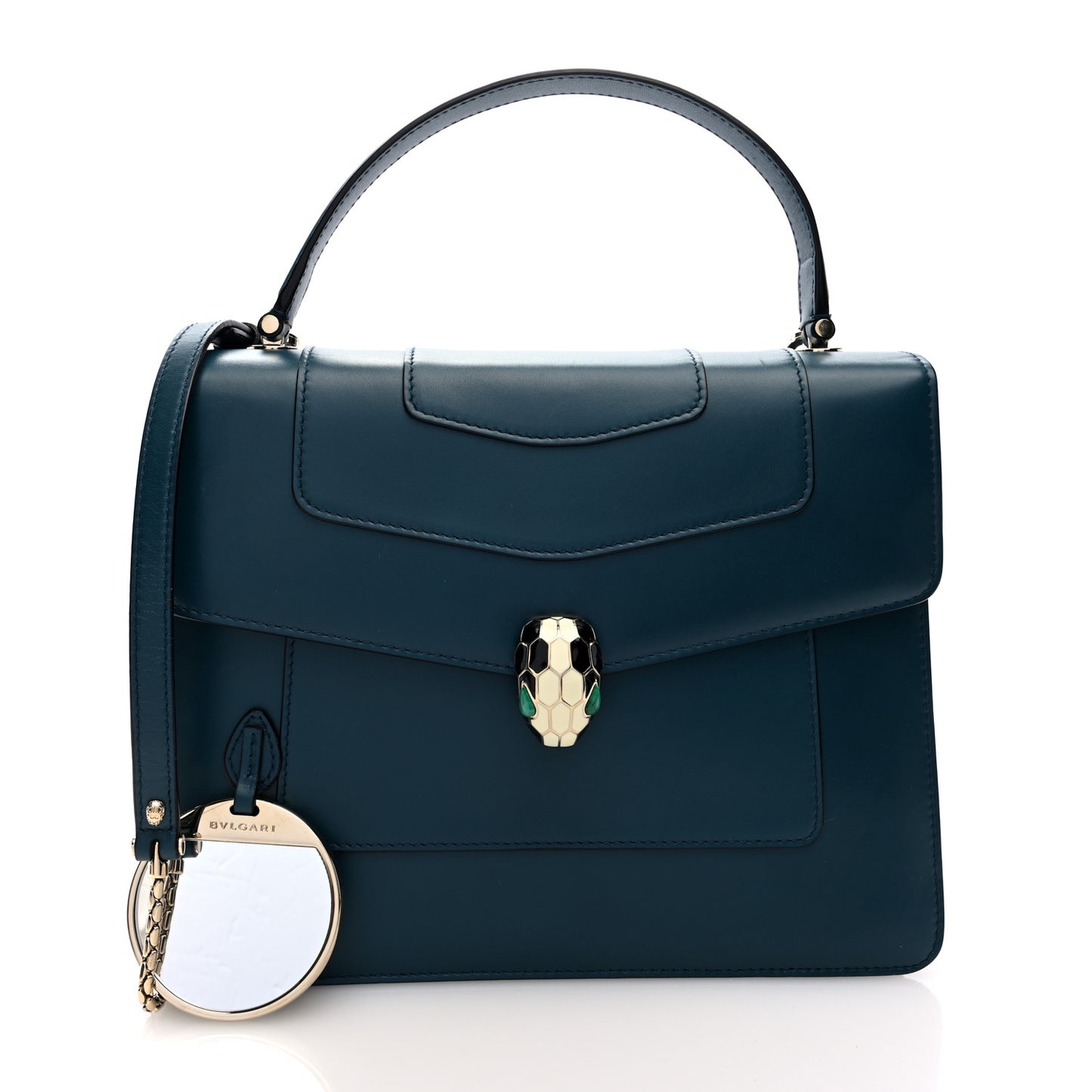 Calfskin Large Serpenti Forever Top Handle Emerald Green