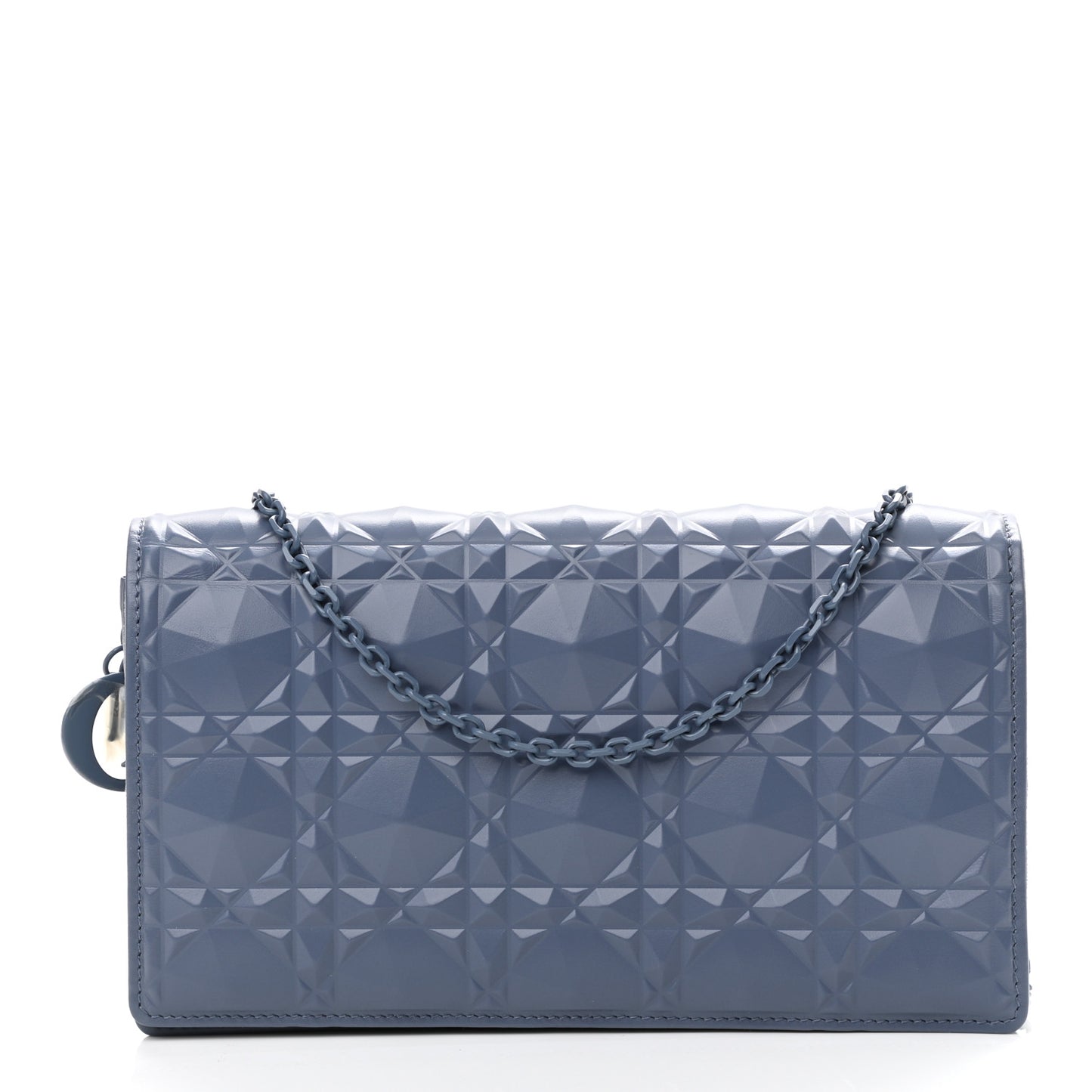 Calfskin Cannage Diamond Lady Dior Chain Wallet Blue