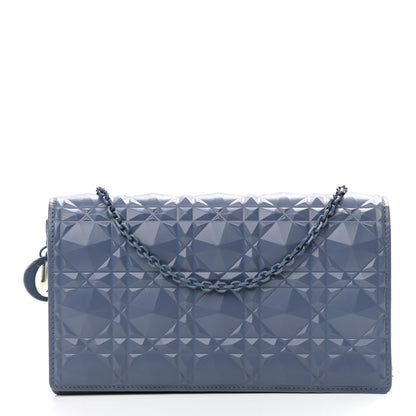 Christian Dior Calfskin Cannage Diamond Lady Dior Chain Wallet Blue 3 of 11