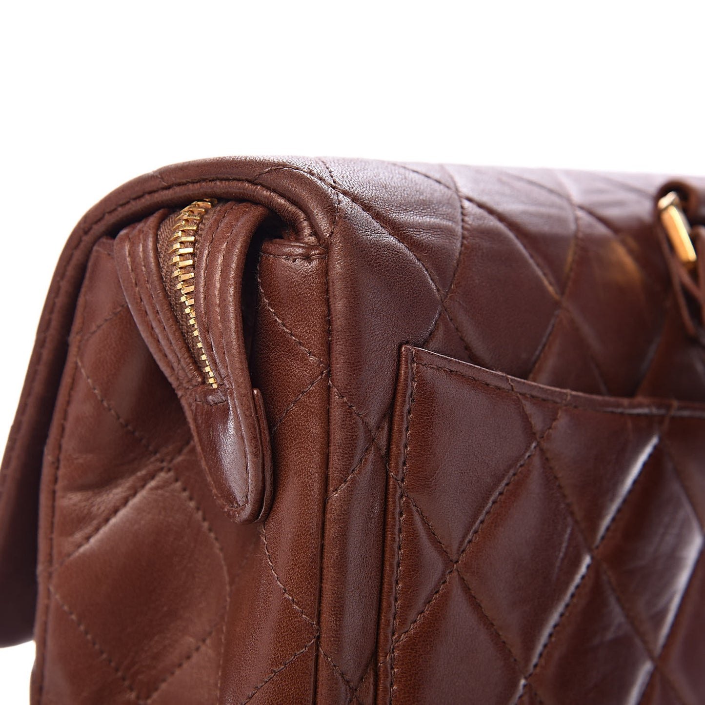 Lambskin Quilted Backpack Brown