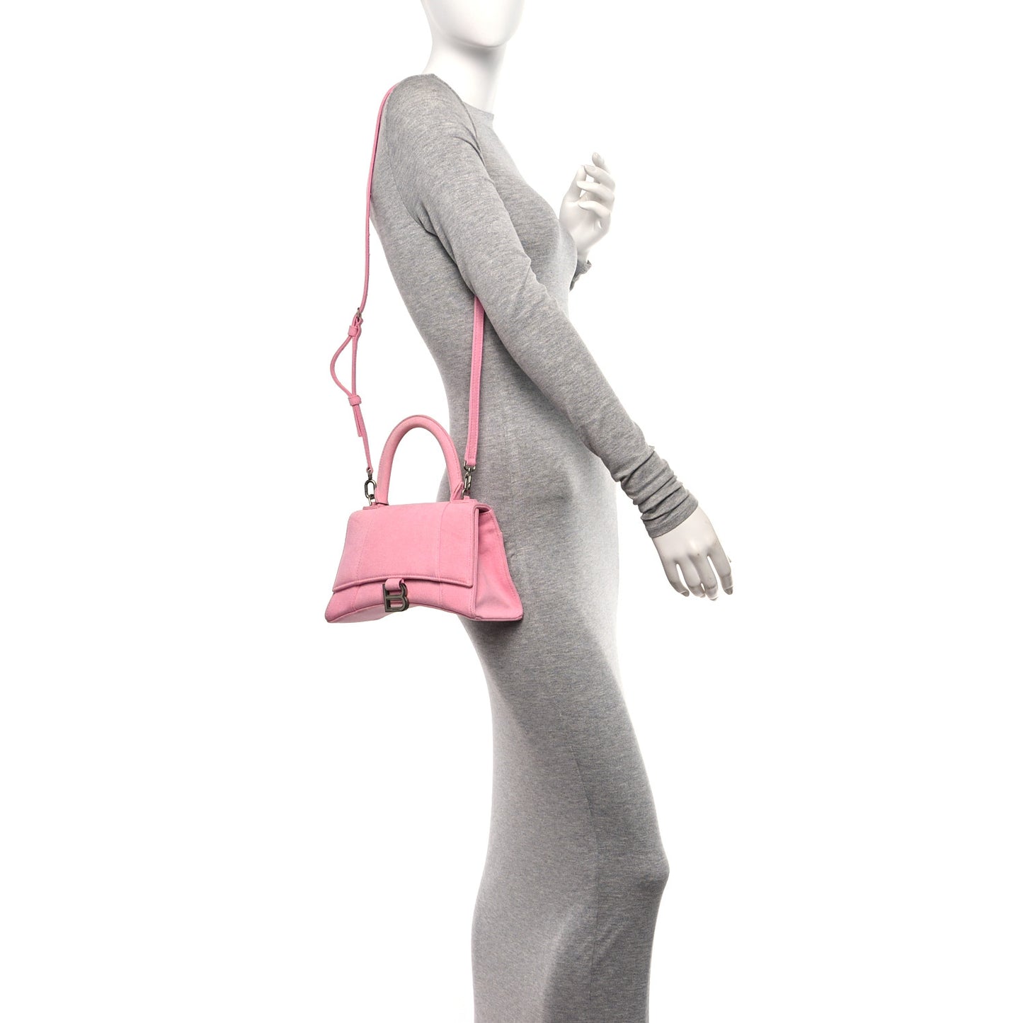 Nappa Denim Printed Small Hourglass Top Handle Bag Denim Violet