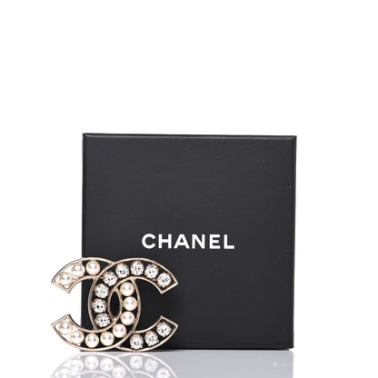 Chanel Pearl Crystal CC Brooch Silver 7 of 7