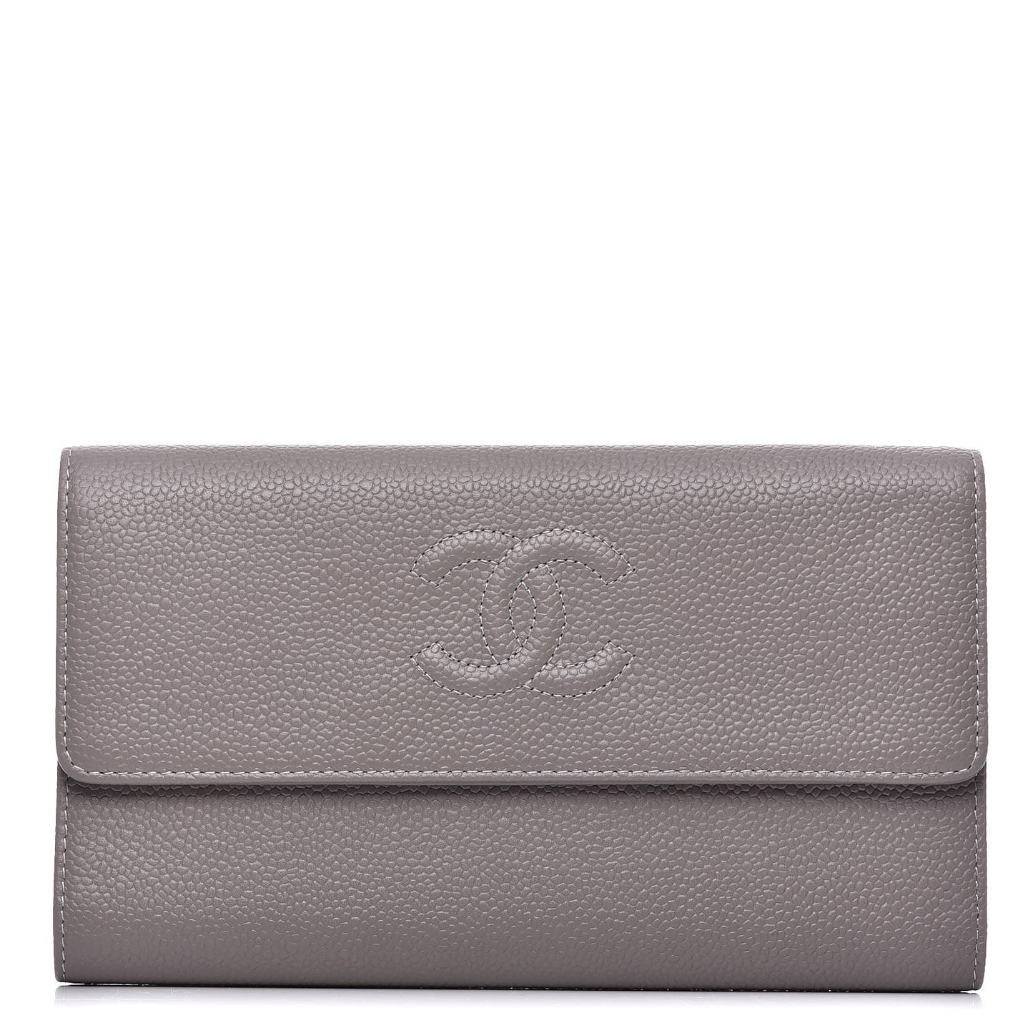 Caviar Timeless CC Large Flap Wallet Grey