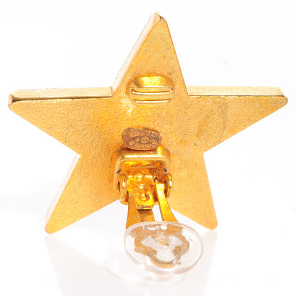 Chanel Enamel CC Star Clip On Earrings Gold Peach 3 of 5