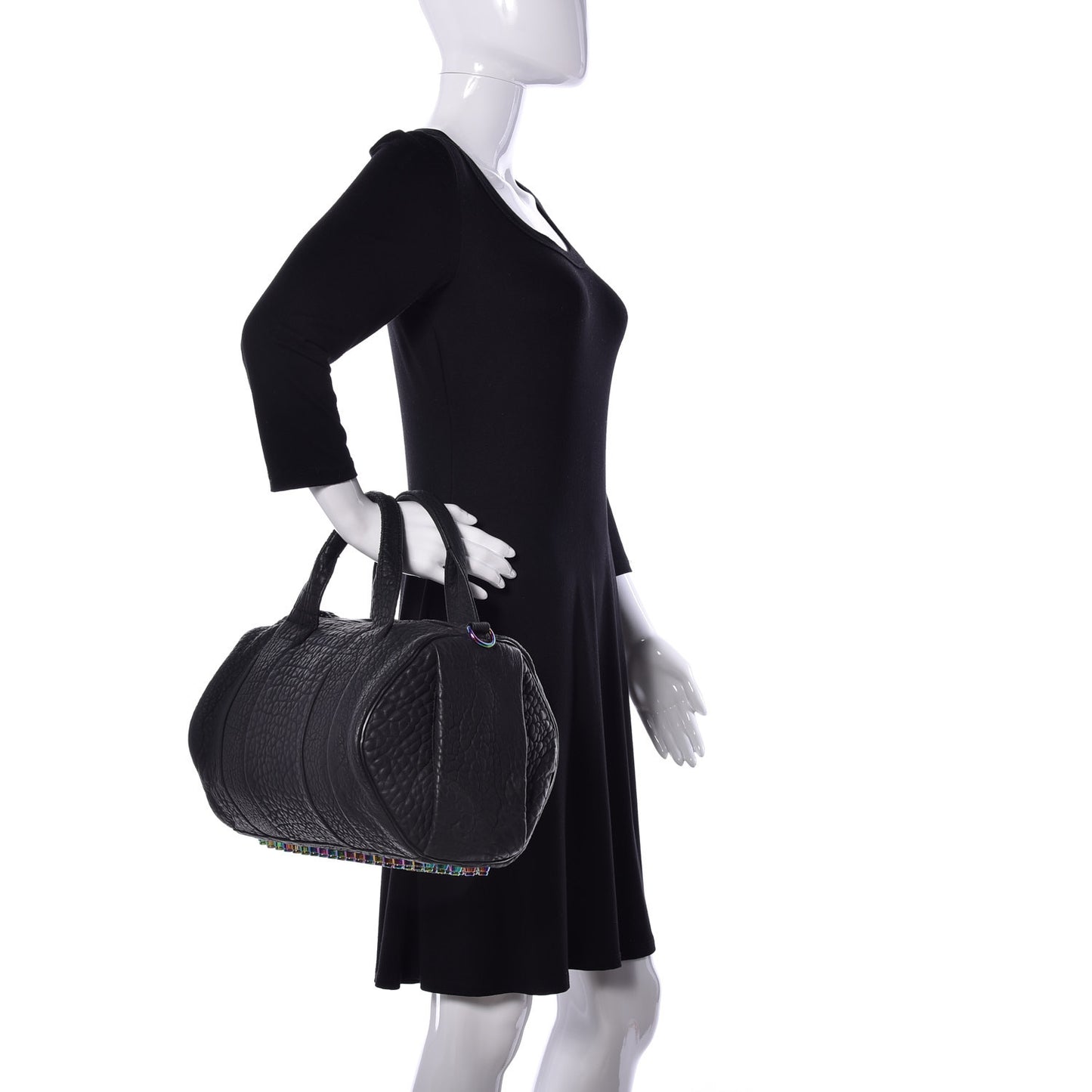 Pebbled Lambskin Rocco Matte Black Iridescent Hardware