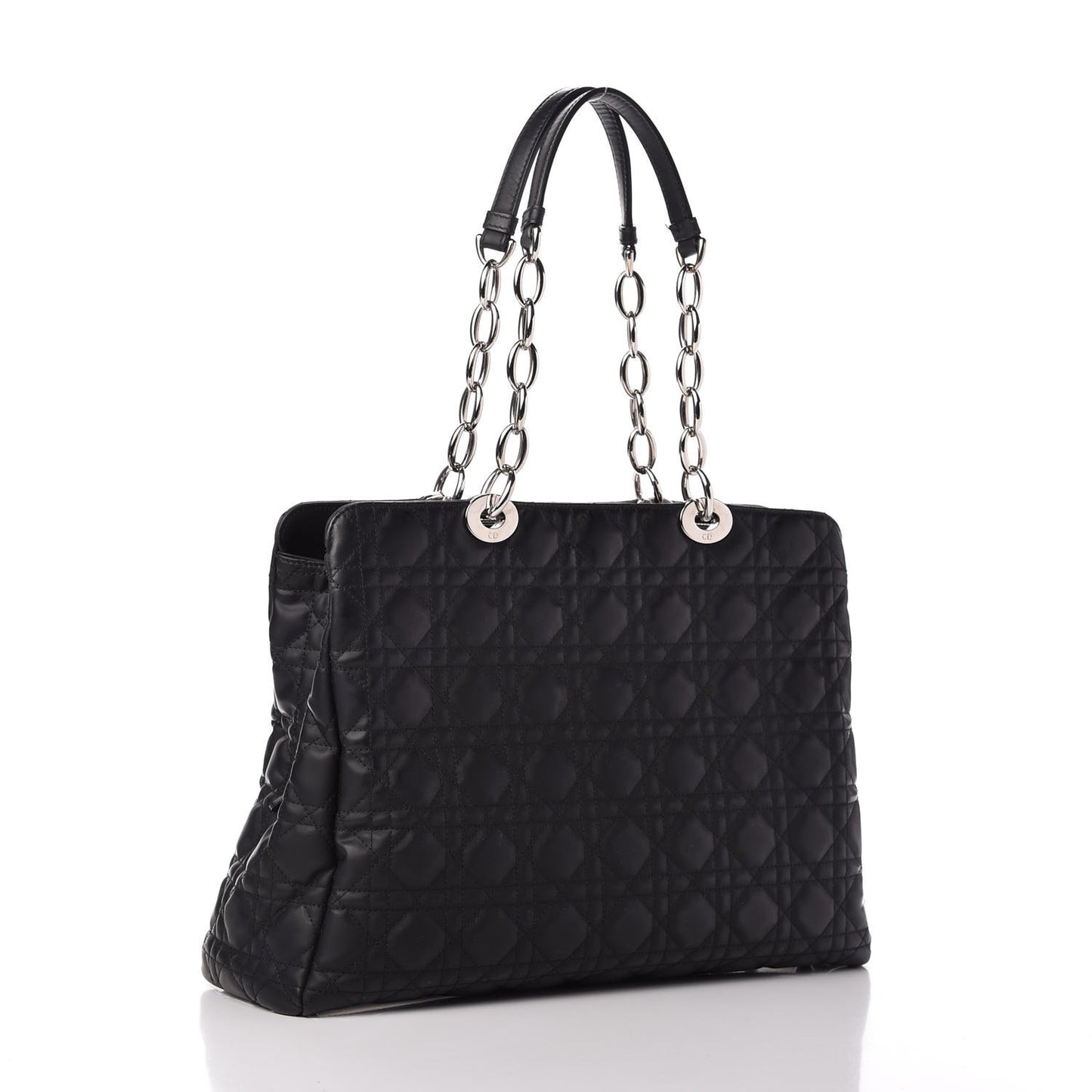 Glazed Calfskin Cannage Large Dior Soft Shopping Tote Black