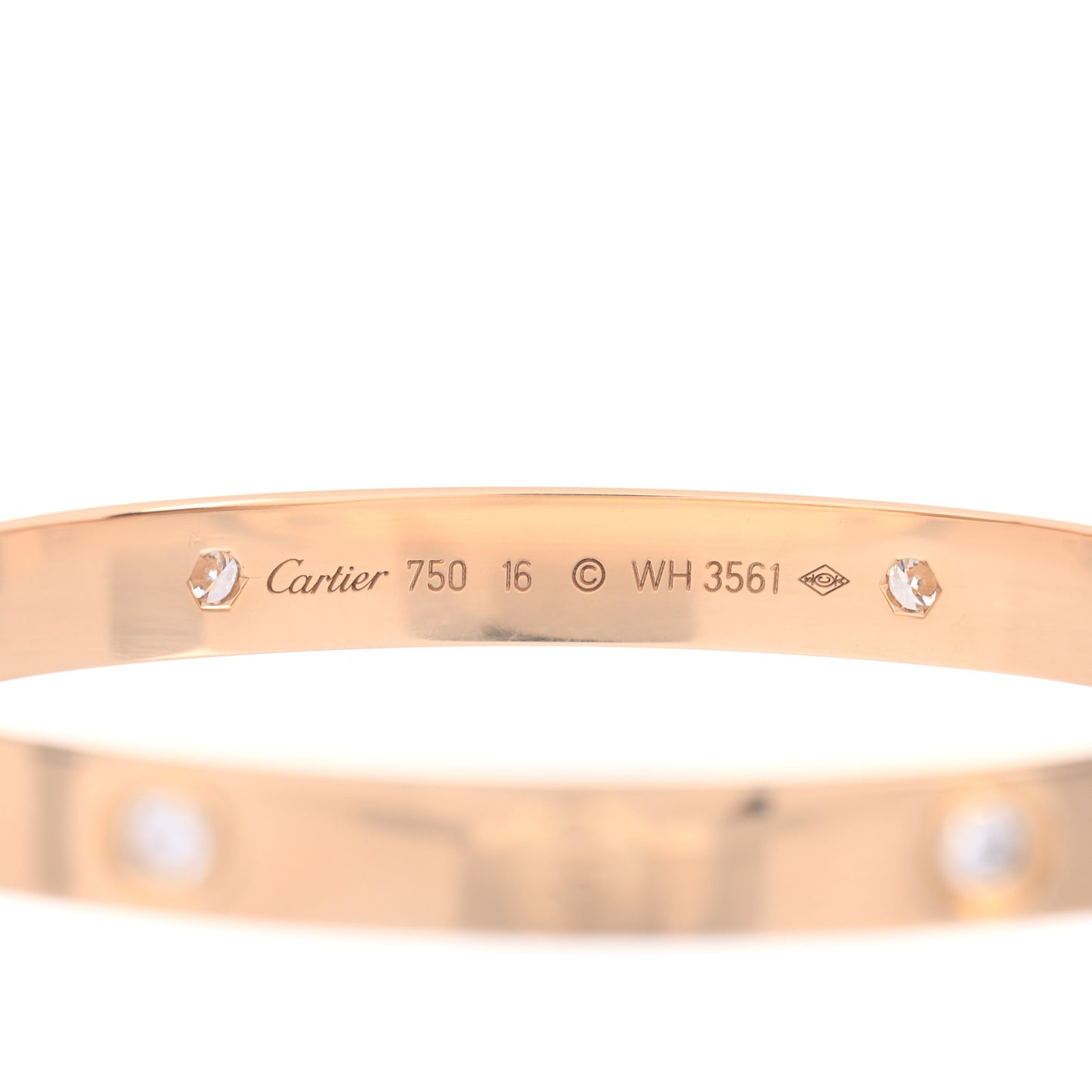 18K Yellow Gold 4 Diamond LOVE Bracelet 16