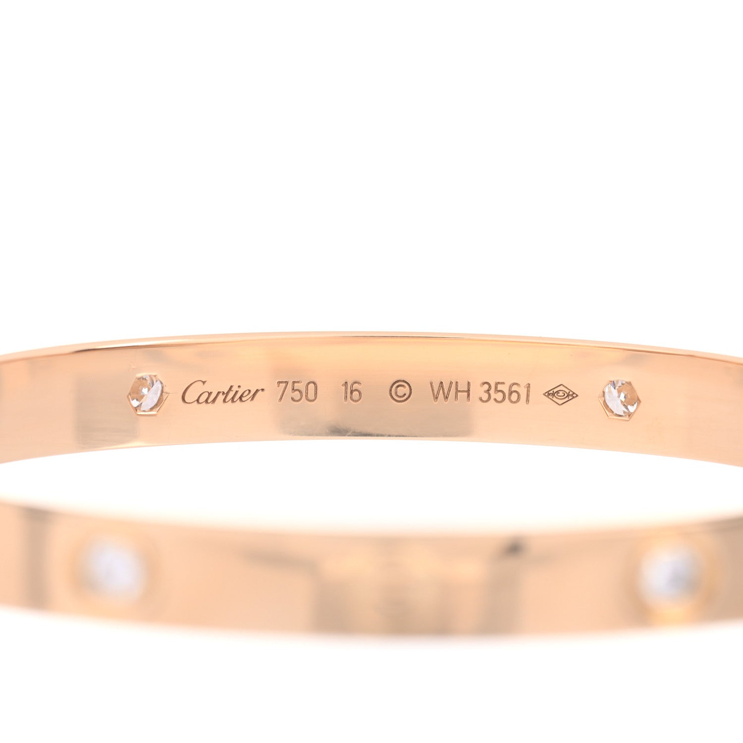 Cartier 18K Yellow Gold 4 Diamond LOVE Bracelet 16 4 of 5