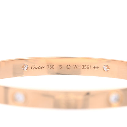 Cartier 18K Yellow Gold 4 Diamond LOVE Bracelet 16 4 of 5