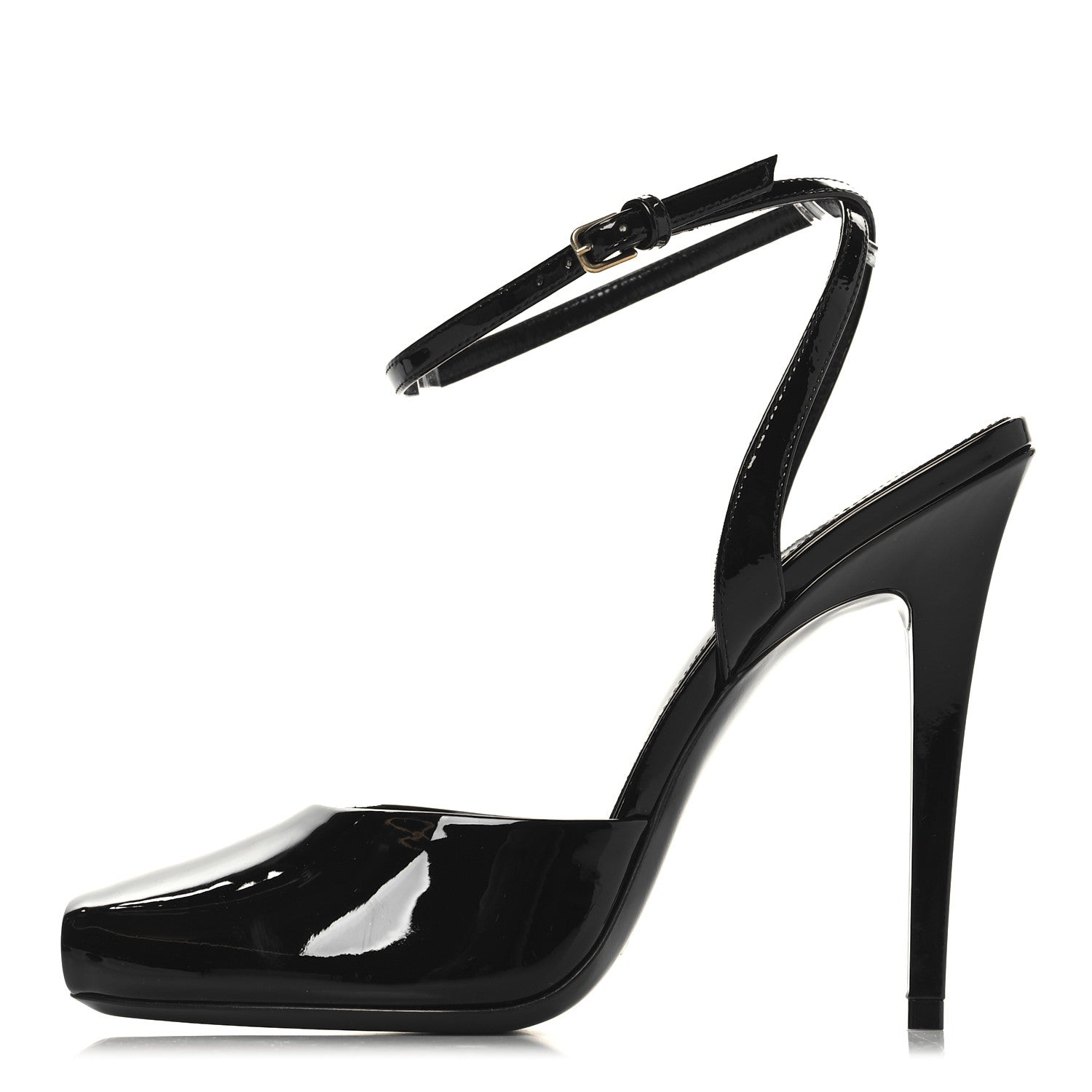 Saint Laurent Patent Calfskin La Scandale 110 Sandals 38 Black 1 of 10