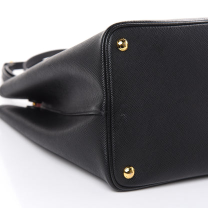 Prada Saffiano Cuir Large Double Bag Black Fuoco 6 of 11