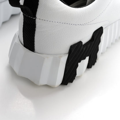 Hermes Sport Goatskin Suede Goatskin Womens Bouncing Sneakers 39 White Black 9 of 9