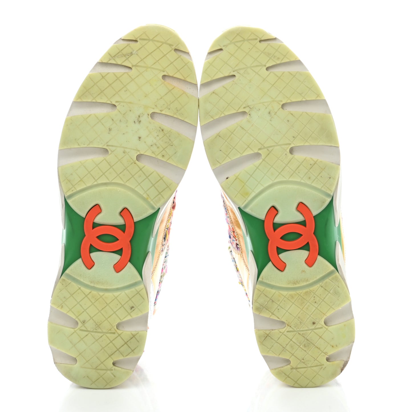 Tweed Lambskin Runway Sneakers 41 Silver Multicolor