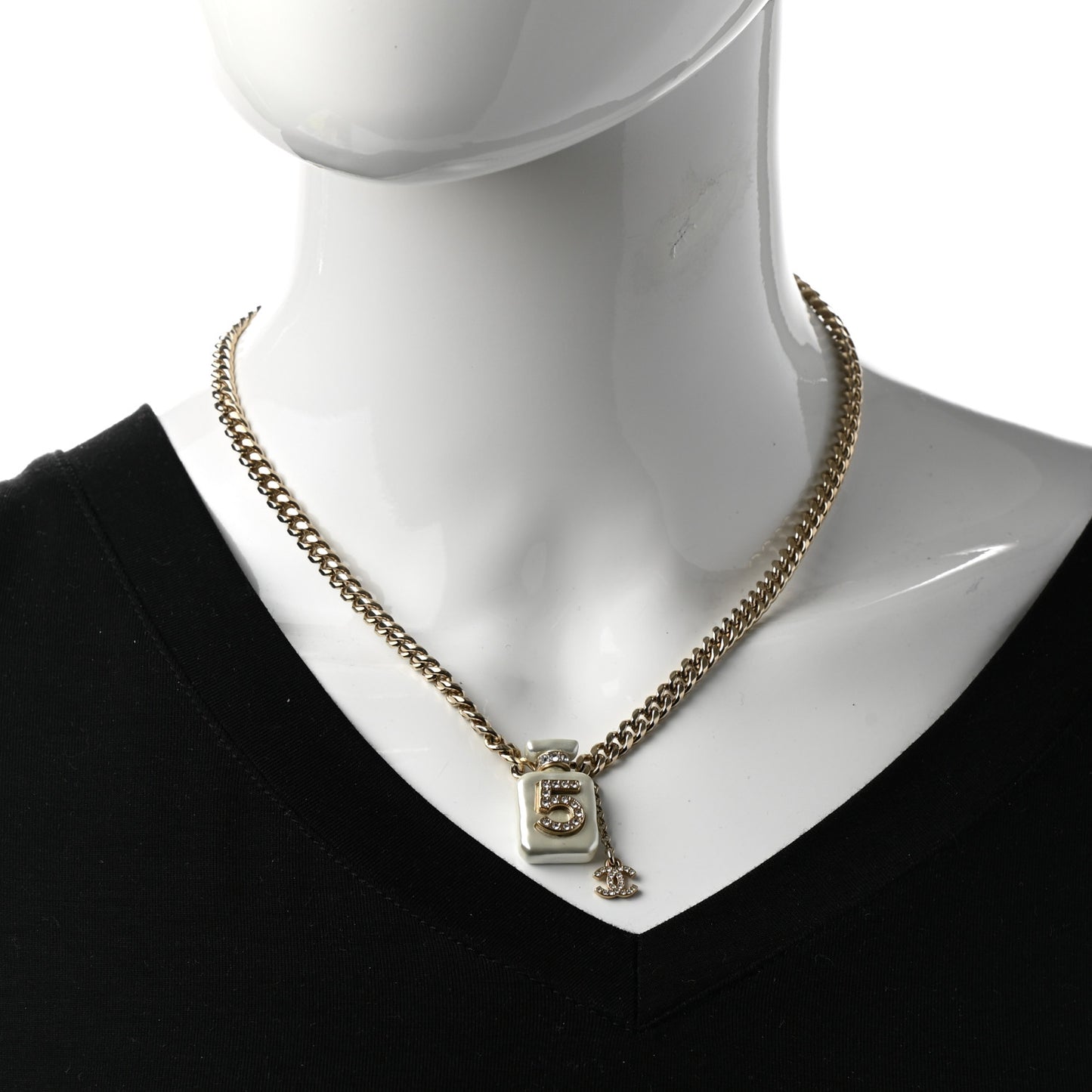 Resin Crystal CC No 5 Perfume Bottle Necklace