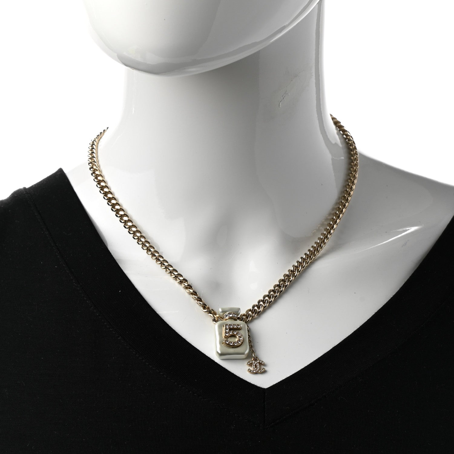 Chanel Resin Crystal CC No 5 Perfume Bottle Necklace 2 of 6