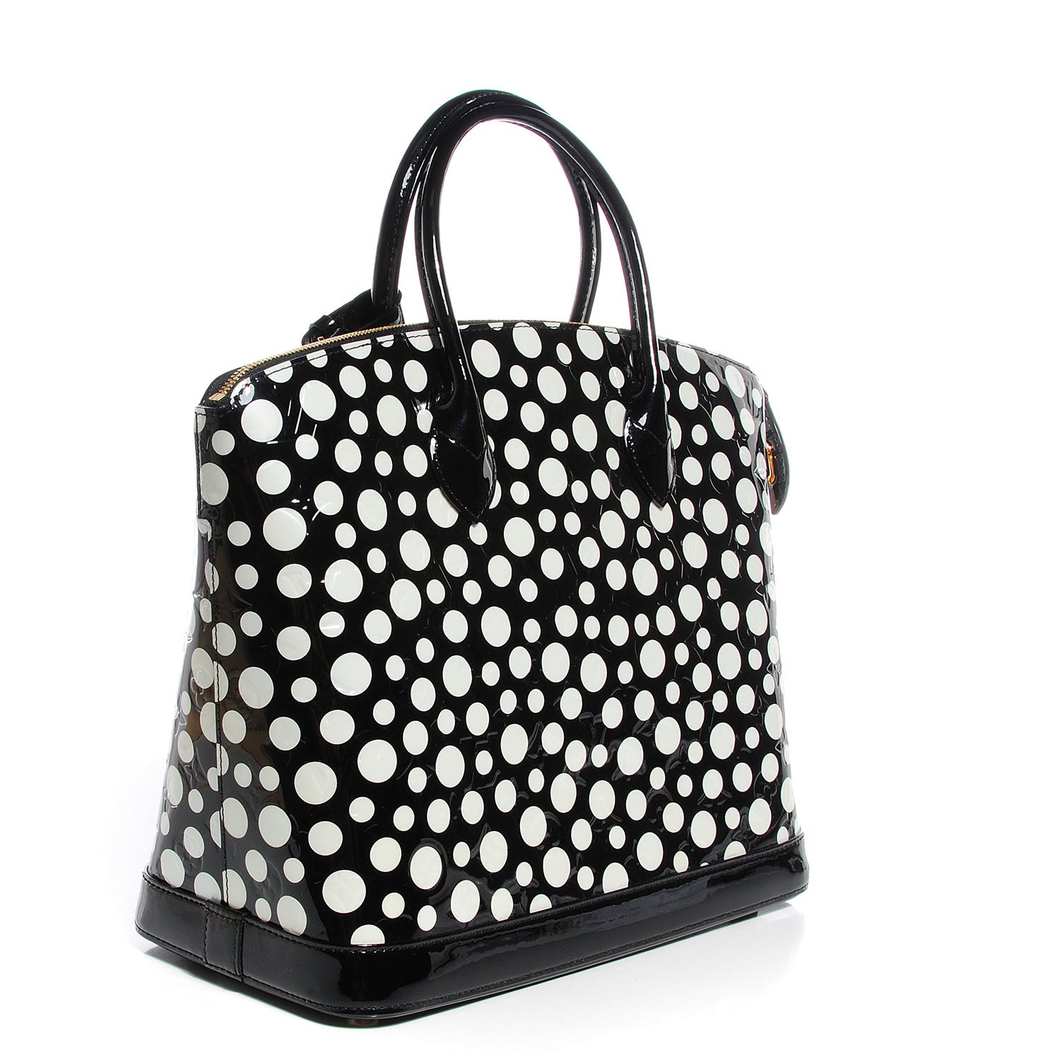 Louis Vuitton Vernis Kusama Infinity Dots Lockit MM Black 3 of 7