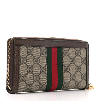 Gucci GG Supreme Monogram Web Ophidia Zip Around Wallet Brown 3 of 7