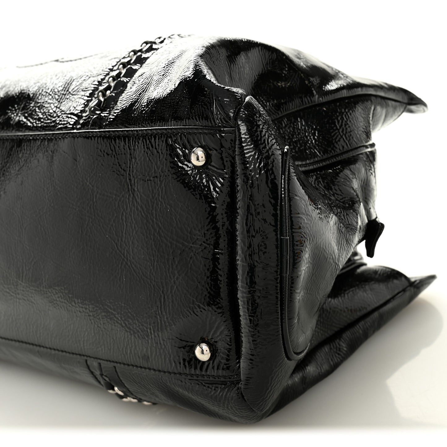 Patent Calfskin Large Luxe Ligne Tote Black