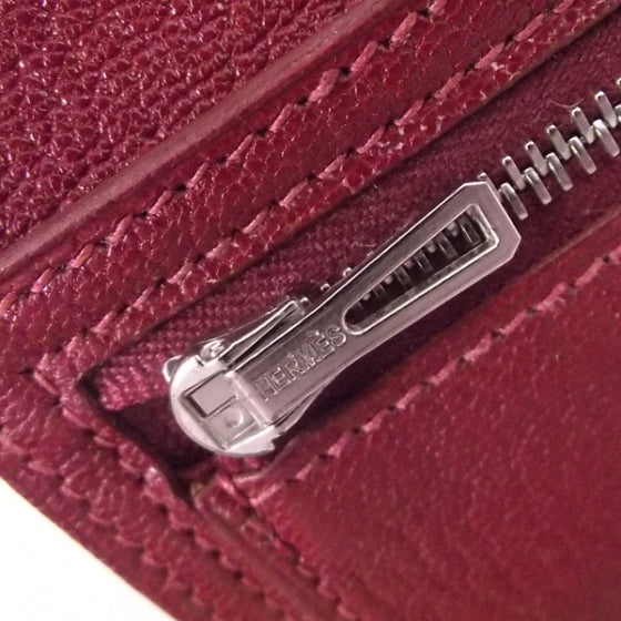 Hermes Courchevel Bearn Bi-fold Wallet Maroon 8 of 10