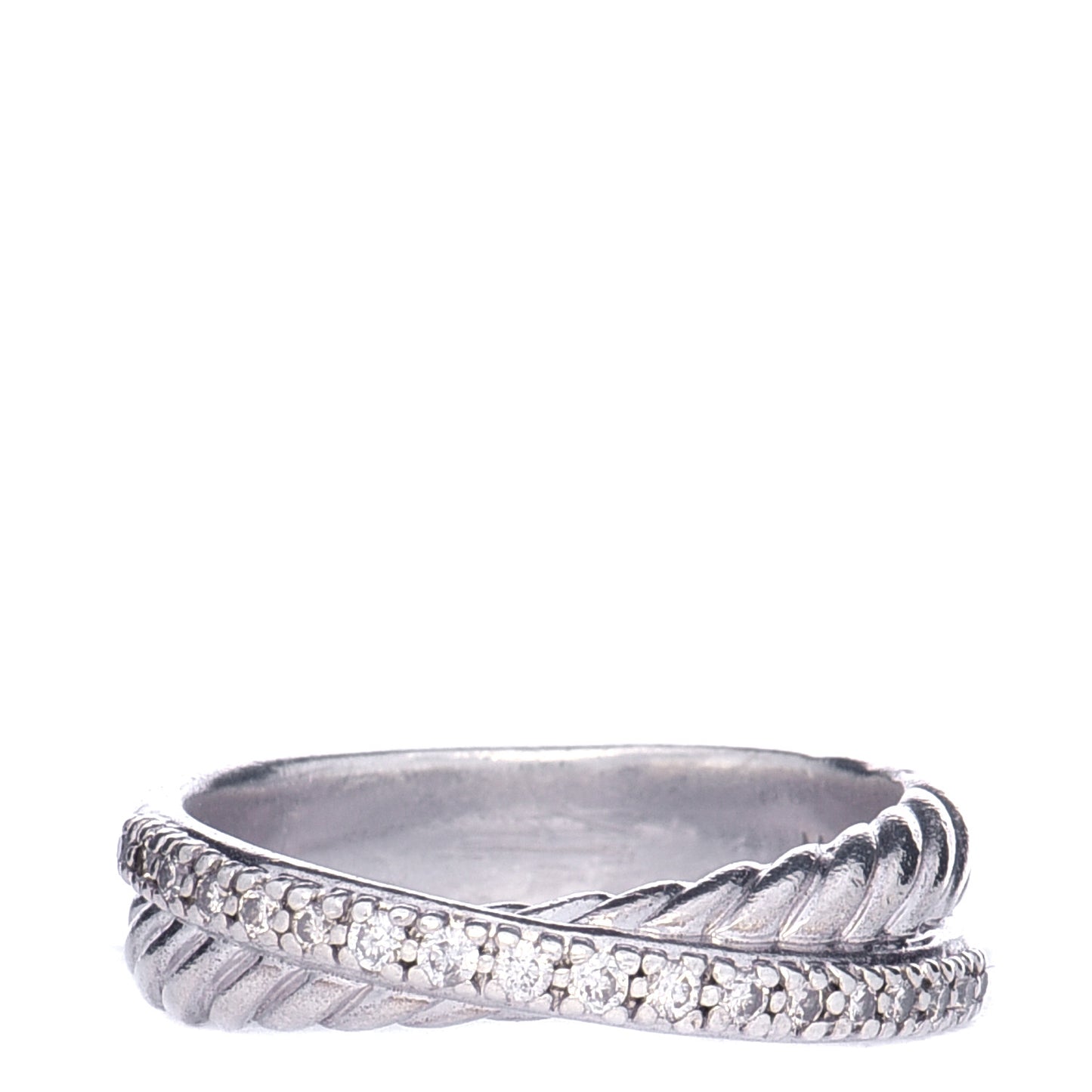 Sterling Silver Diamond 5mm Crossover Ring 52 6