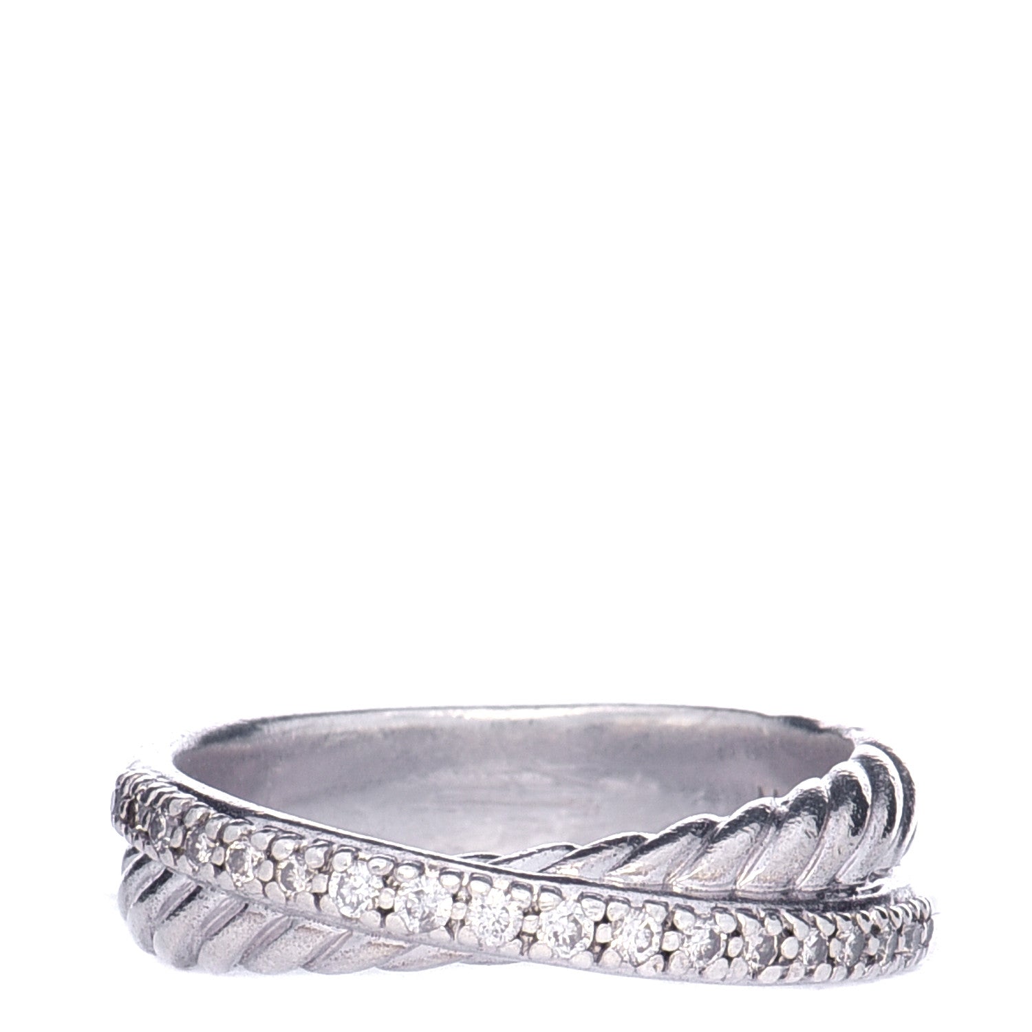 David Yurman Sterling Silver Diamond 5mm Crossover Ring 52 6 1 of 7