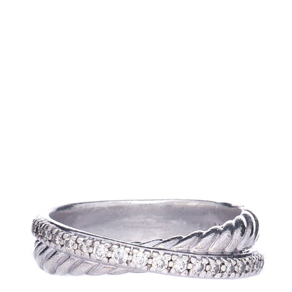 David Yurman Sterling Silver Diamond 5mm Crossover Ring 52 6 1 of 7
