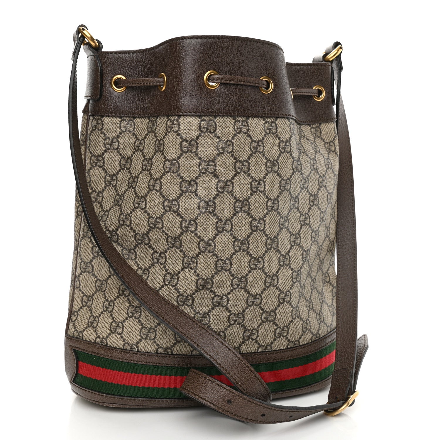 Gucci GG Supreme Monogram Web Ophidia Bucket Bag Brown 3 of 11