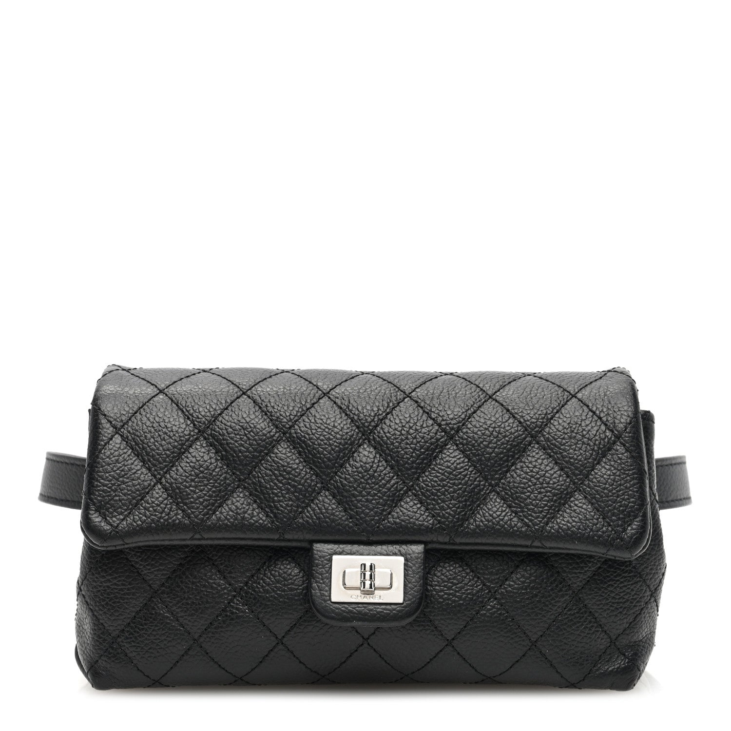 Chanel Grained Calfskin Quilted 2.55 Reissue Flap Belt Bag Clutch Black 1 of 10