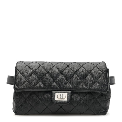 Chanel Grained Calfskin Quilted 2.55 Reissue Flap Belt Bag Clutch Black 1 of 10