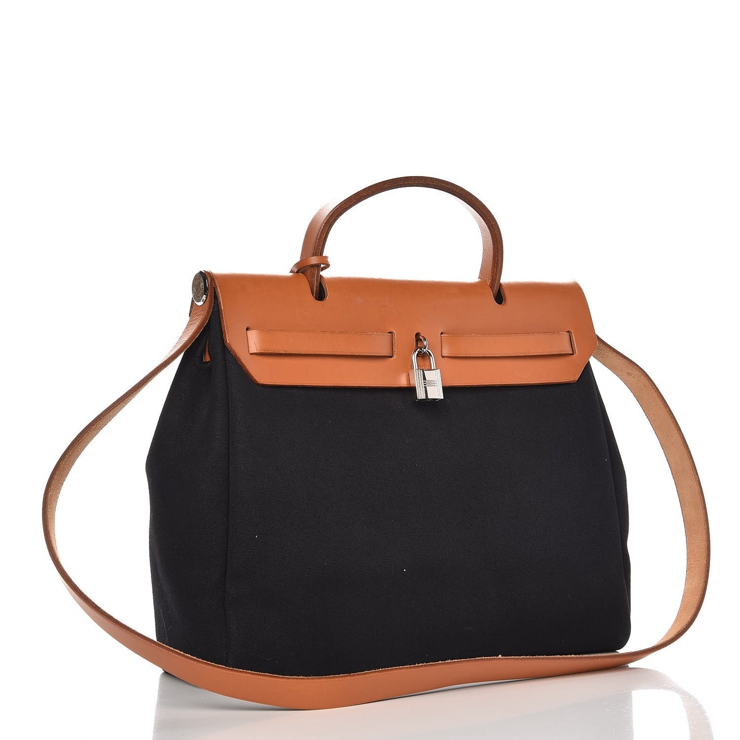 Toile Vache Calfskin Herbag 30 PM Black Natural