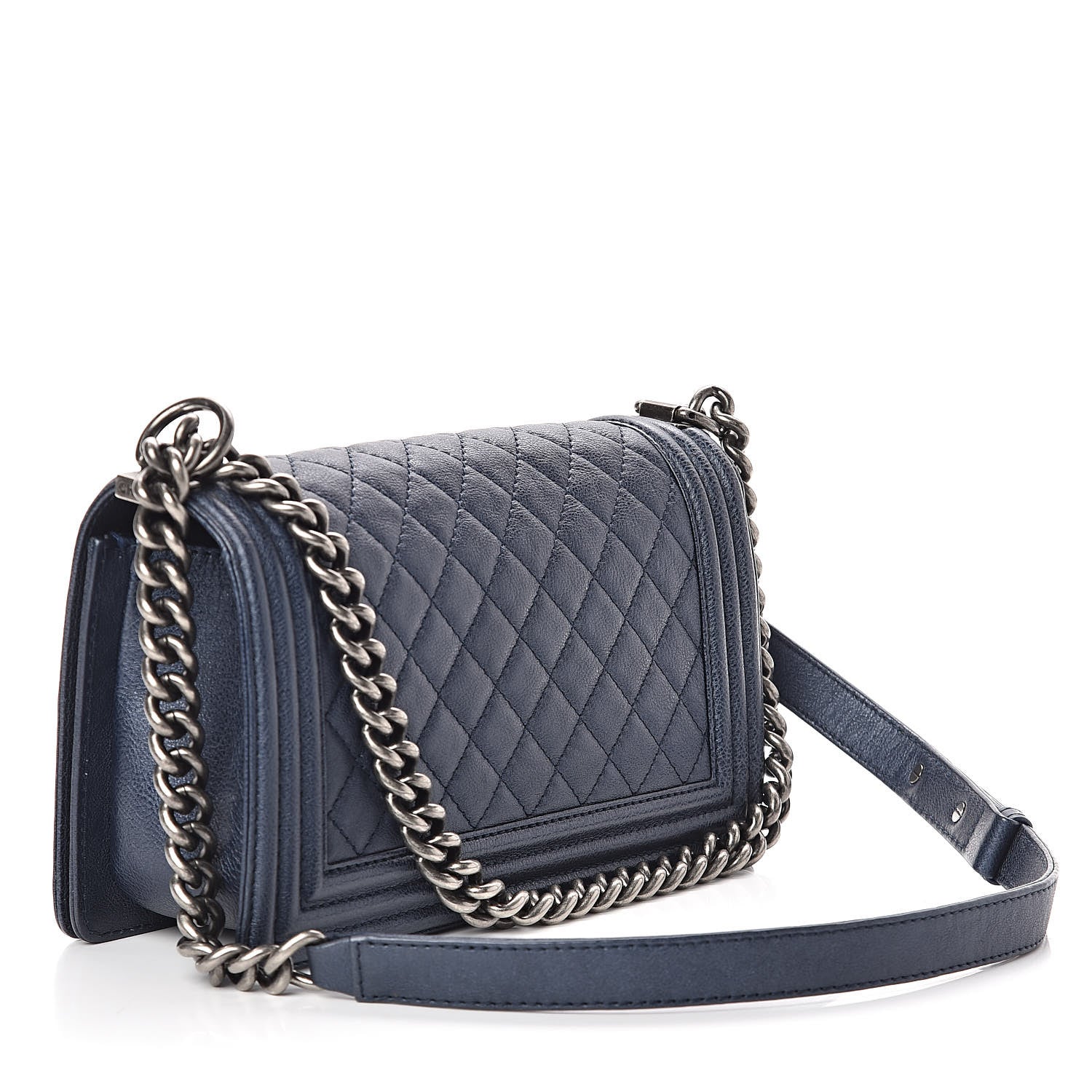 Chanel Calfskin Quilted Medium Boy Flap Dark Navy 3 of 10