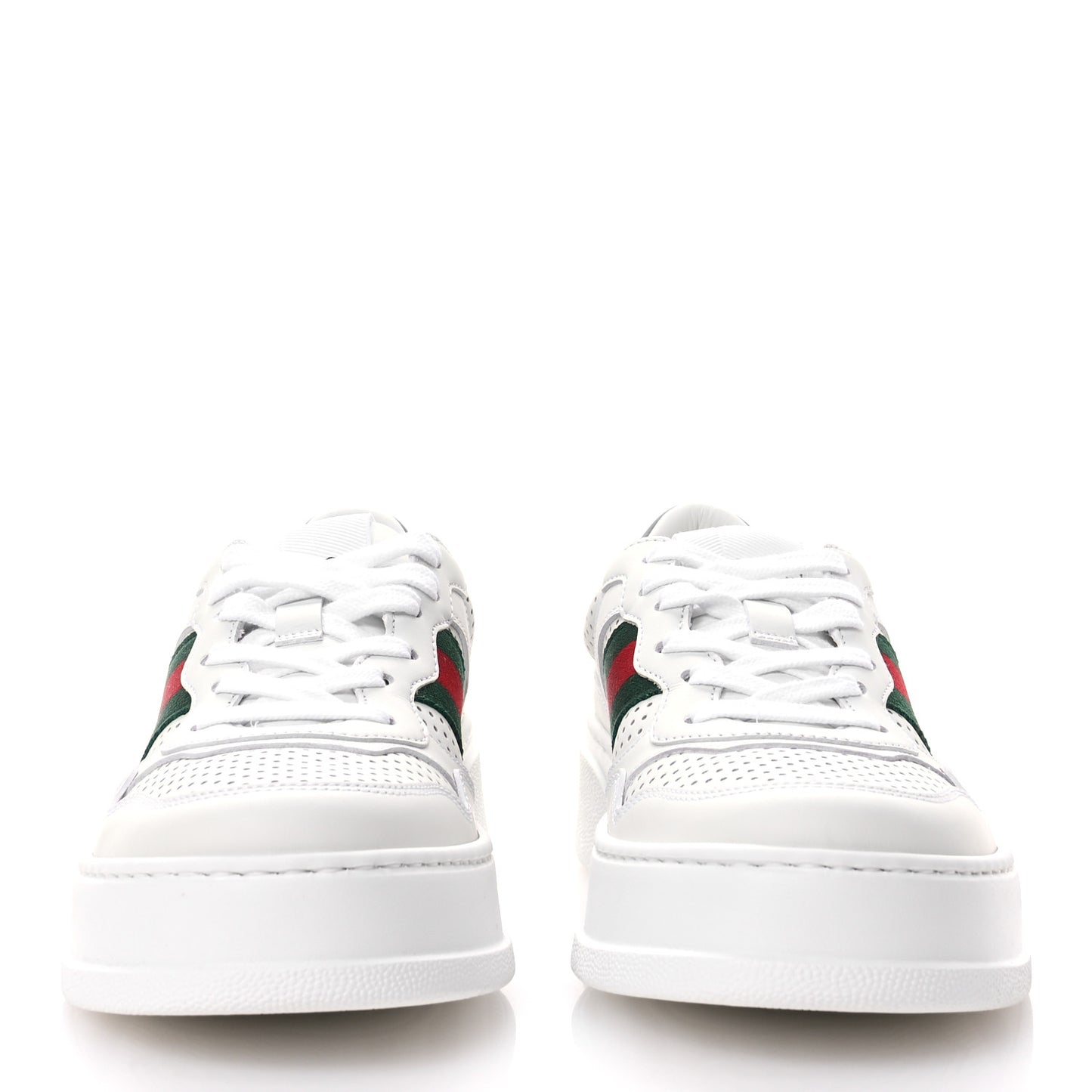 Calfskin Web Perforated Womens Platform 55mm Sneakers 38.5 White Bright Splash