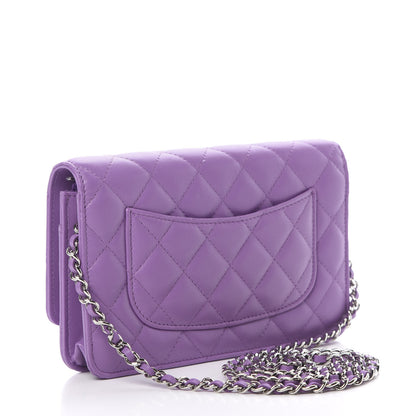 Chanel Lambskin Quilted Wallet On Chain WOC Purple 3 of 12