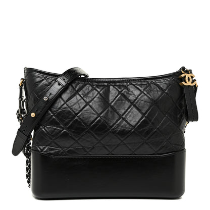 Chanel Aged Calfskin Quilted Medium Gabrielle Hobo Black 1 of 12