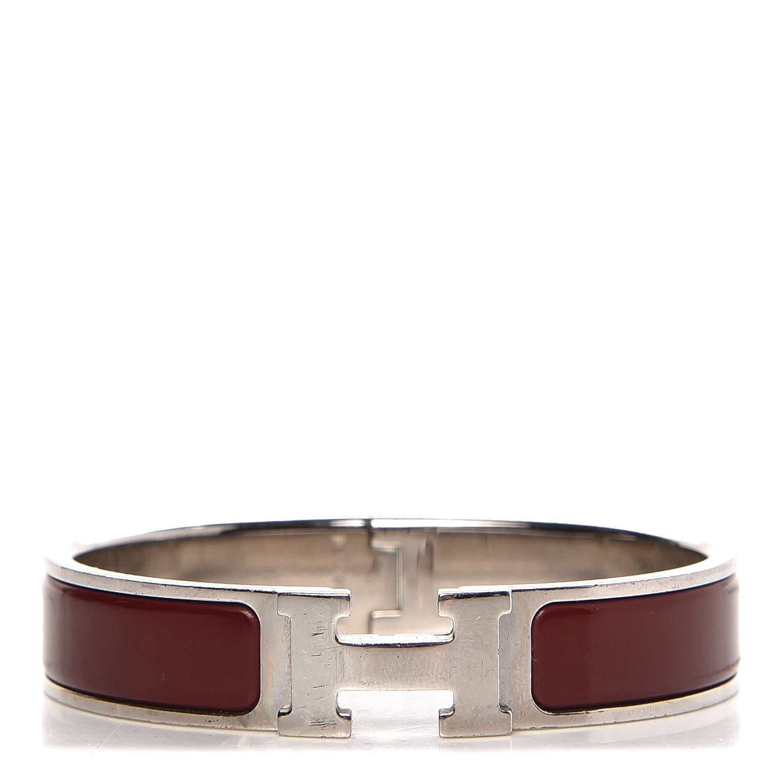 Hermes Enamel Narrow Clic Clac H Bracelet PM Burgundy 1 of 4