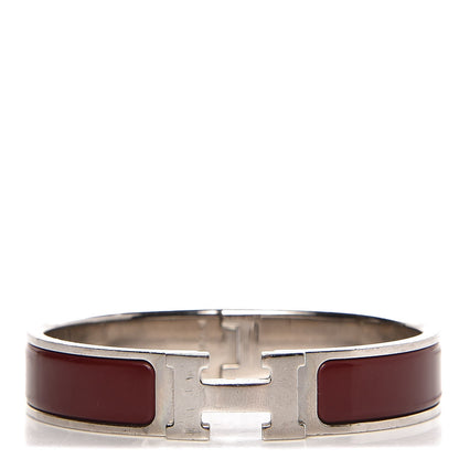 Hermes Enamel Narrow Clic Clac H Bracelet PM Burgundy 1 of 4