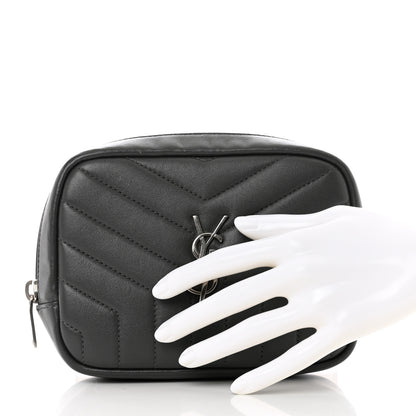 Saint Laurent Lambskin Y Quilted Monogram Loulou Cosmetic Case Asphalt Grey 2 of 7
