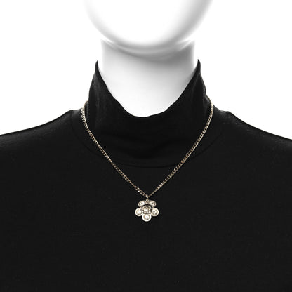 Chanel Crystal CC Flower Pendant Necklace Gold 2 of 5