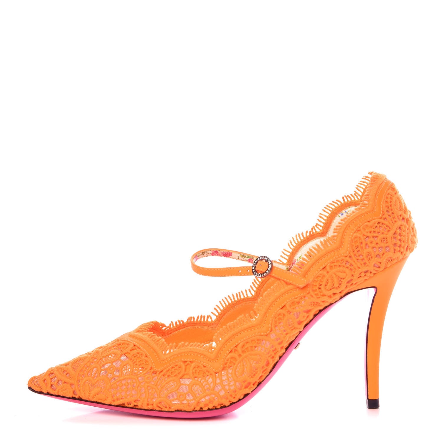 Gucci Lace Pizzo Venice Pumps 39 Orange Fluo 1 of 10