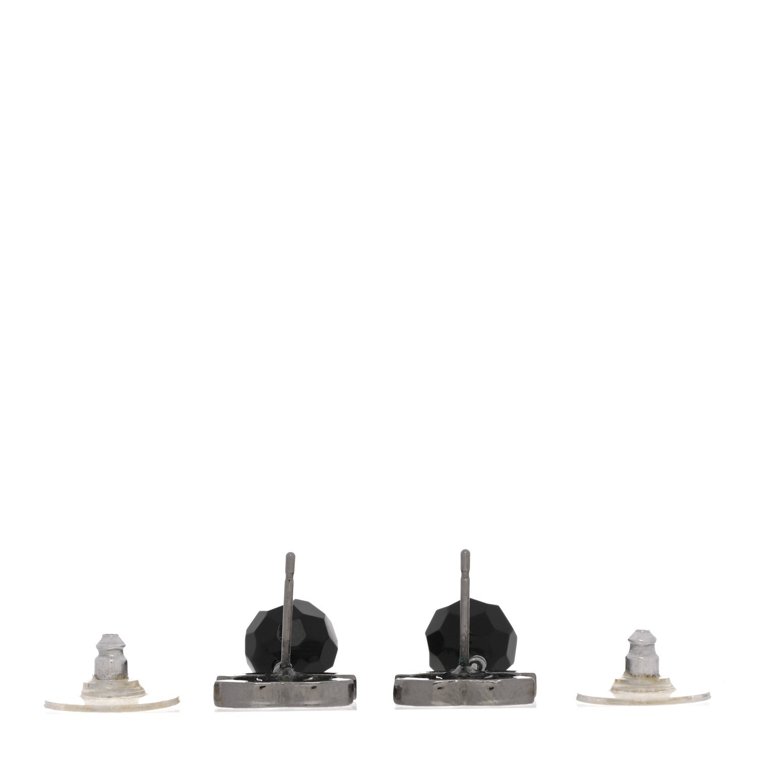 Chanel Beaded CC Drop Earrings Ruthenium Black 3 of 3
