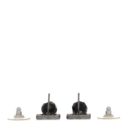 Chanel Beaded CC Drop Earrings Ruthenium Black 3 of 3