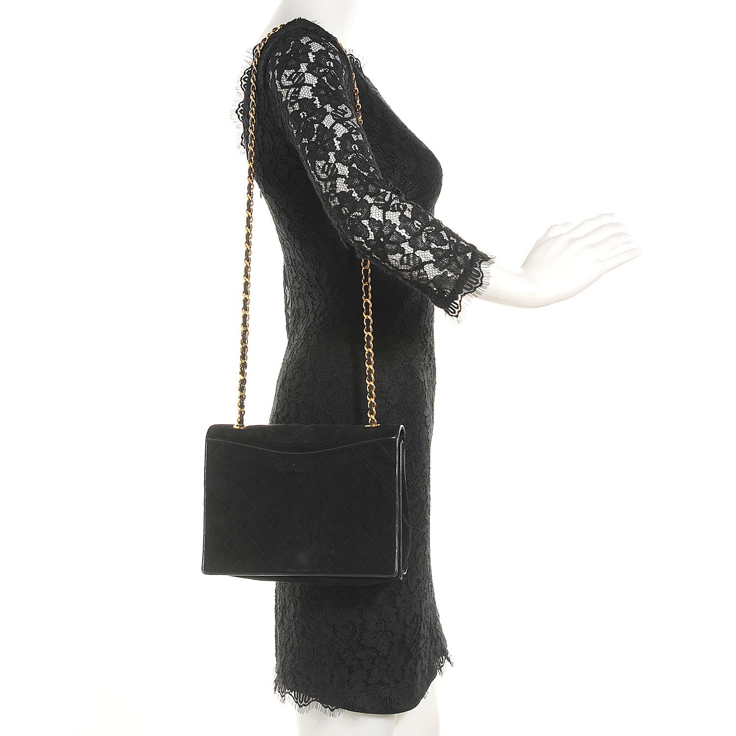 Chanel Suede Quilted Small Flap Bag Black 2 of 8