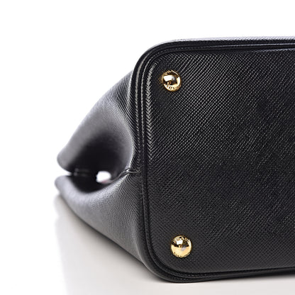 Prada Saffiano Cuir Medium Double Bag Black Fuoco 11 of 13