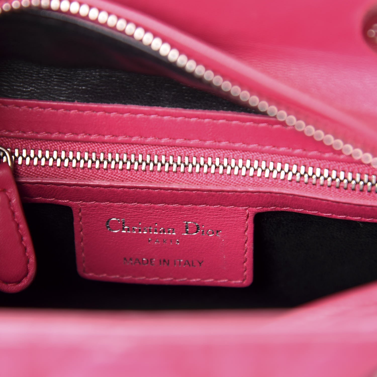 Christian Dior Lambskin Cannage Medium Tri-Color Lady Dior Fuchsia Anemone Black 9 of 11